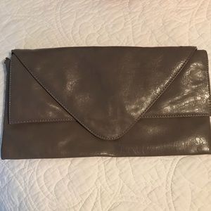 gray/mauve clutch with two pockets